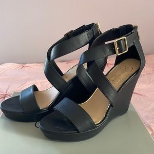 Black Wedge Heels